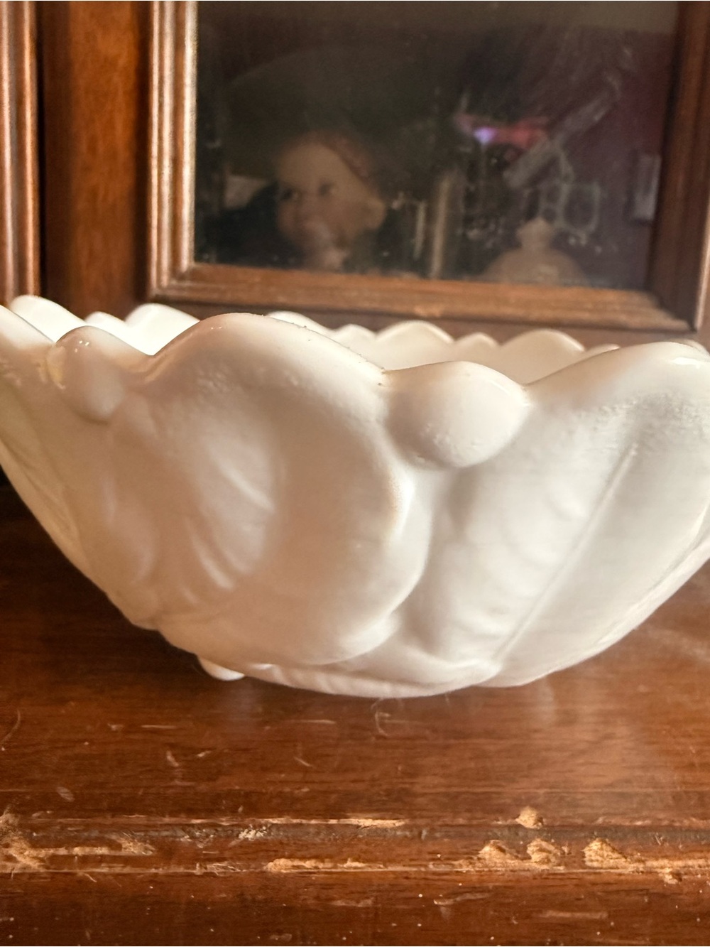 White Scalloped Ceramic Bowl